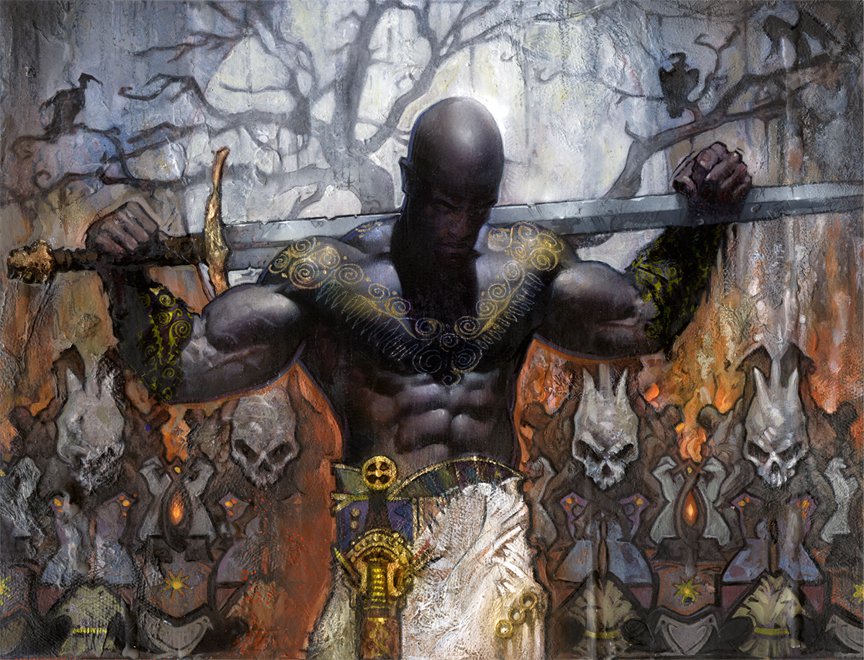 I love the texture of this piece, and I love the fact it depicts a person of color. I only wish he were a she, perhaps of the Grace Jones model and thus relatively unchanged.