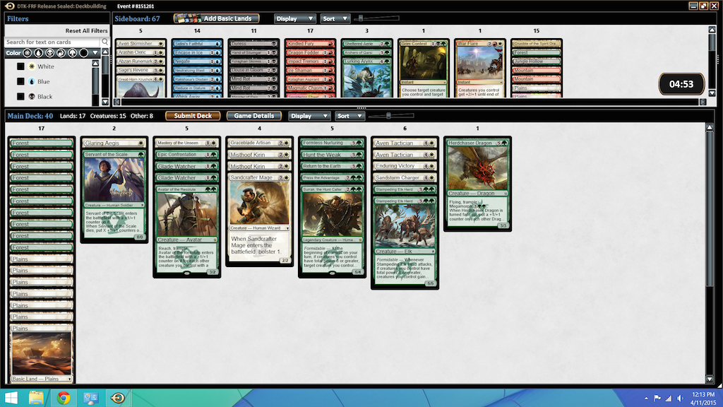 4-11-2015 GW Dragons sealed #1 build with lands