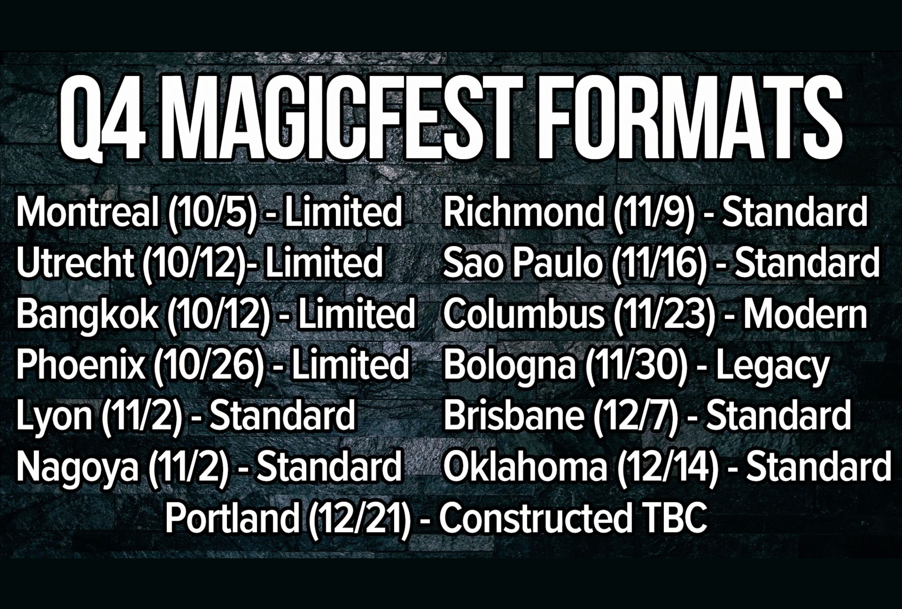 Formats for Magic Grand Prix in Q4 2019 Announced