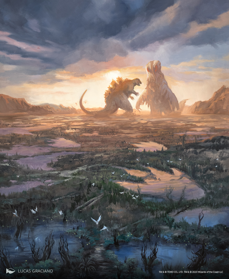 The Godzilla Lands Secret Lair: Five Japanese Foil, Full-Art Lands 
