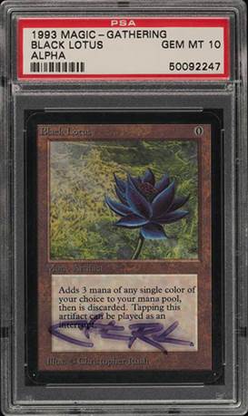 PSA 10 Graded Alpha Black Lotus, Signed by Christopher Rush, Hits 