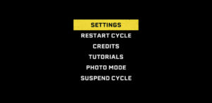 Returnal pause menu with "Settings" highlighted