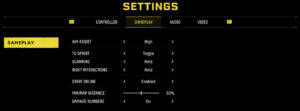 Returnal Settings menu