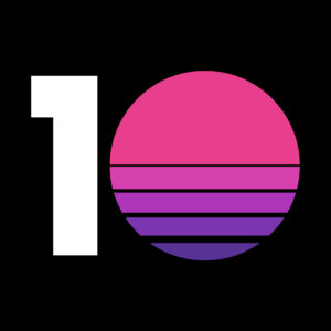 Number 10 depicted with Hipsters-Logo Purple Sunset for the 0.