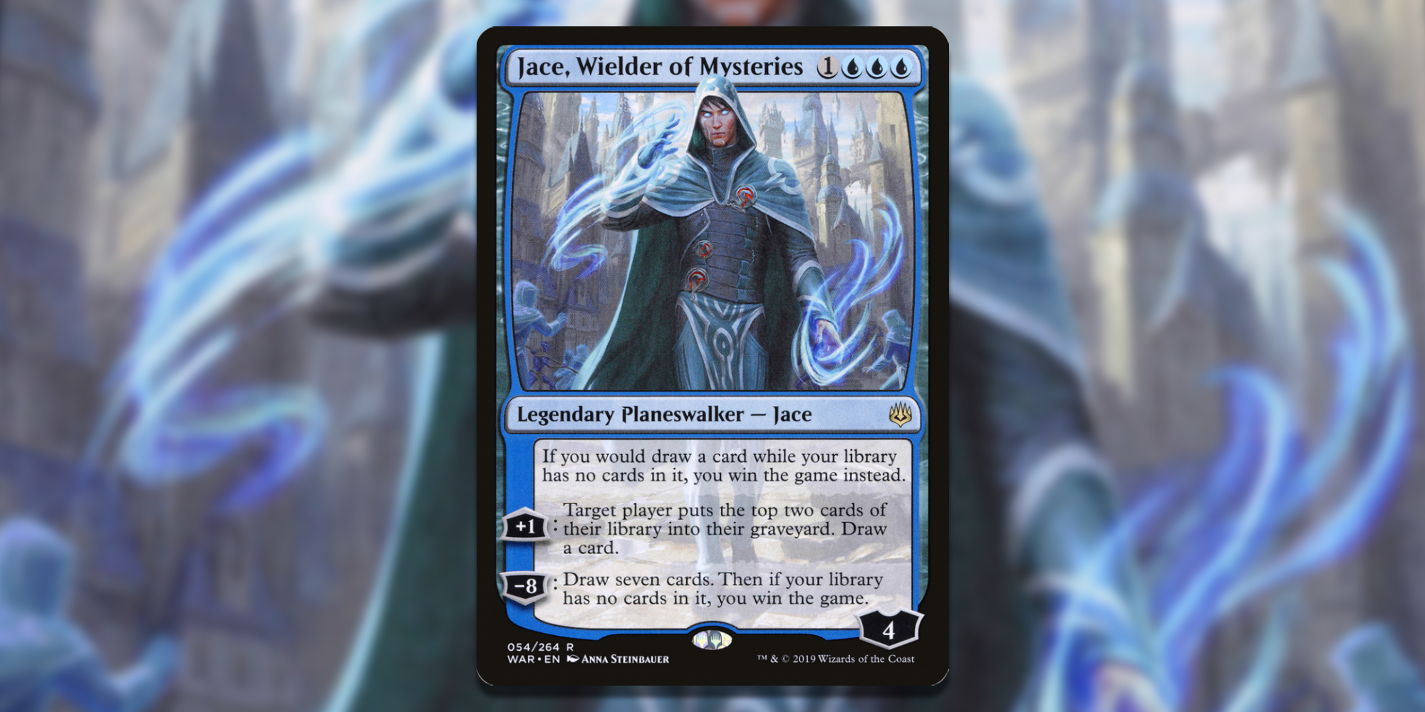 Card of Jace Wielder of Mysteries over Art Background