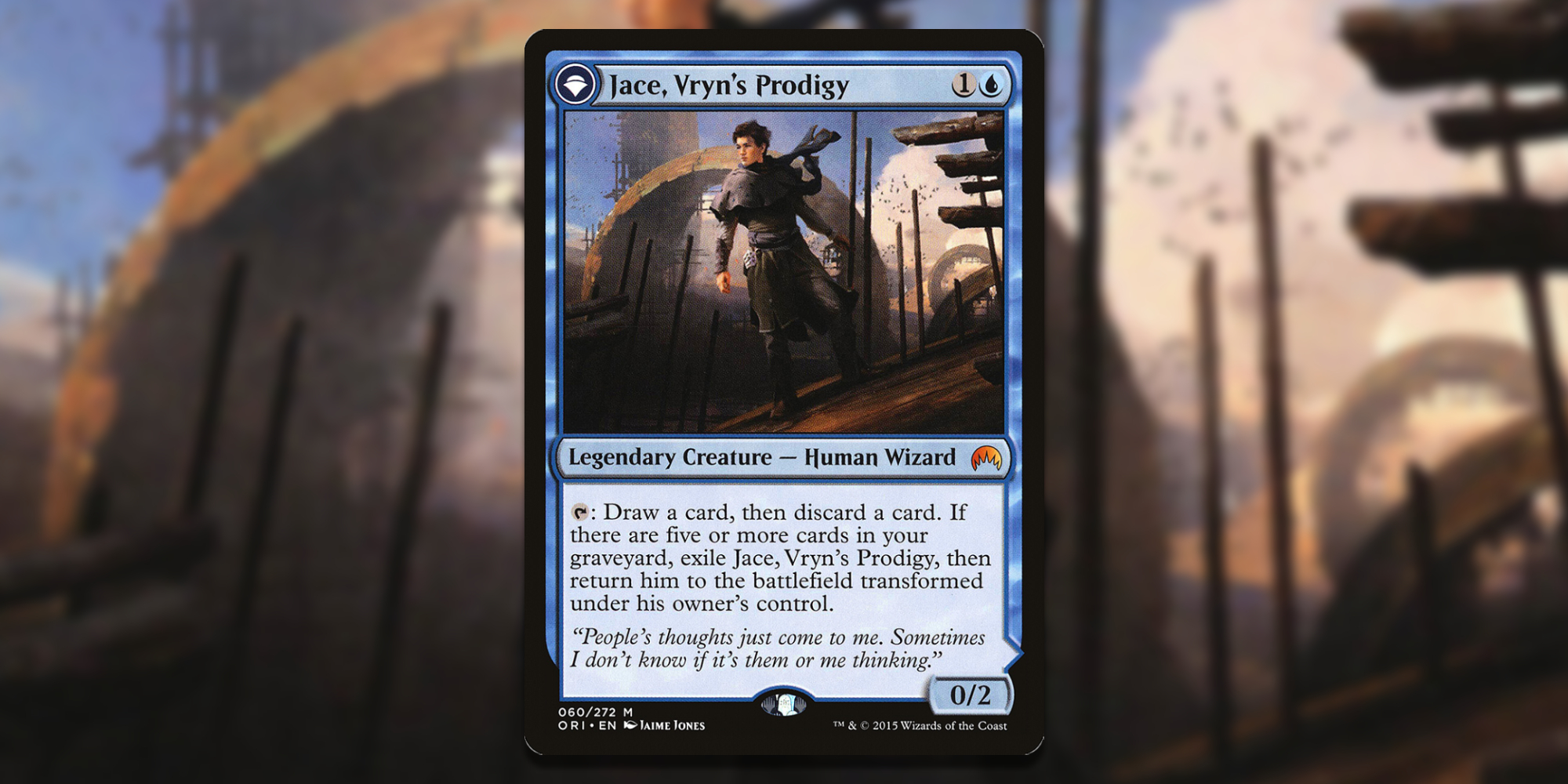 Card of Jace Vryns Prodigy over Art Background