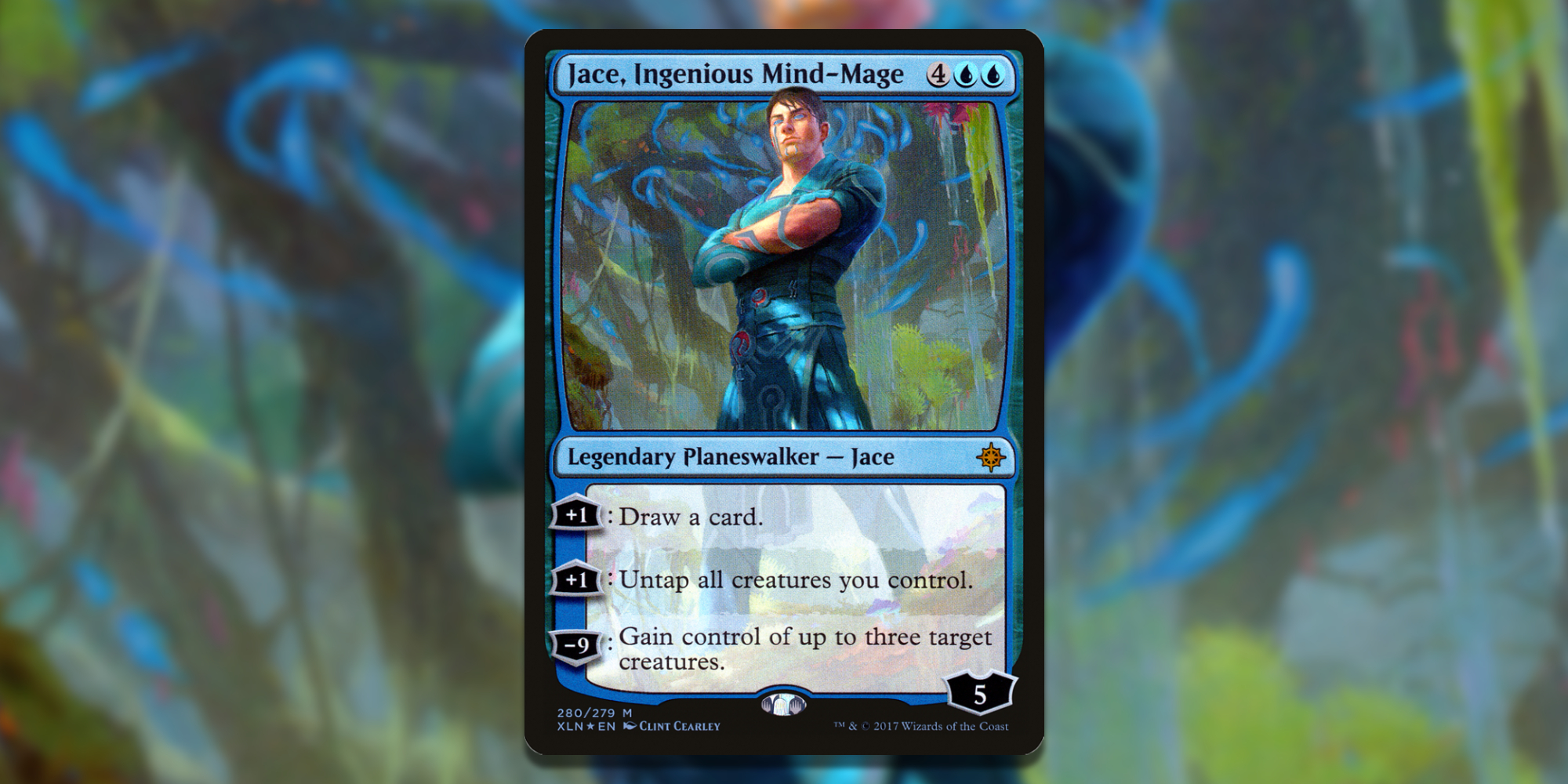 Card of Jace Ingenious Mind-Mage over Art Background