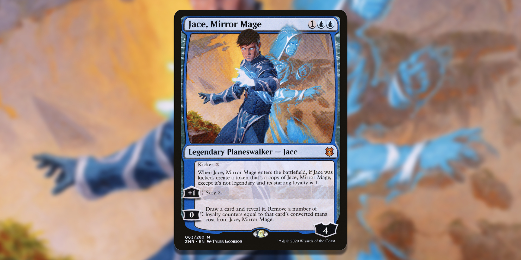Card of Jace Mirror Mage over Art Background