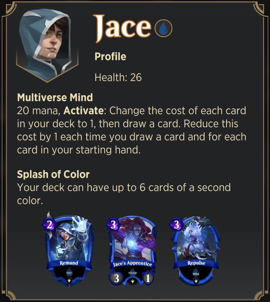 A screenshot of Jace's Spellslinger info panel.