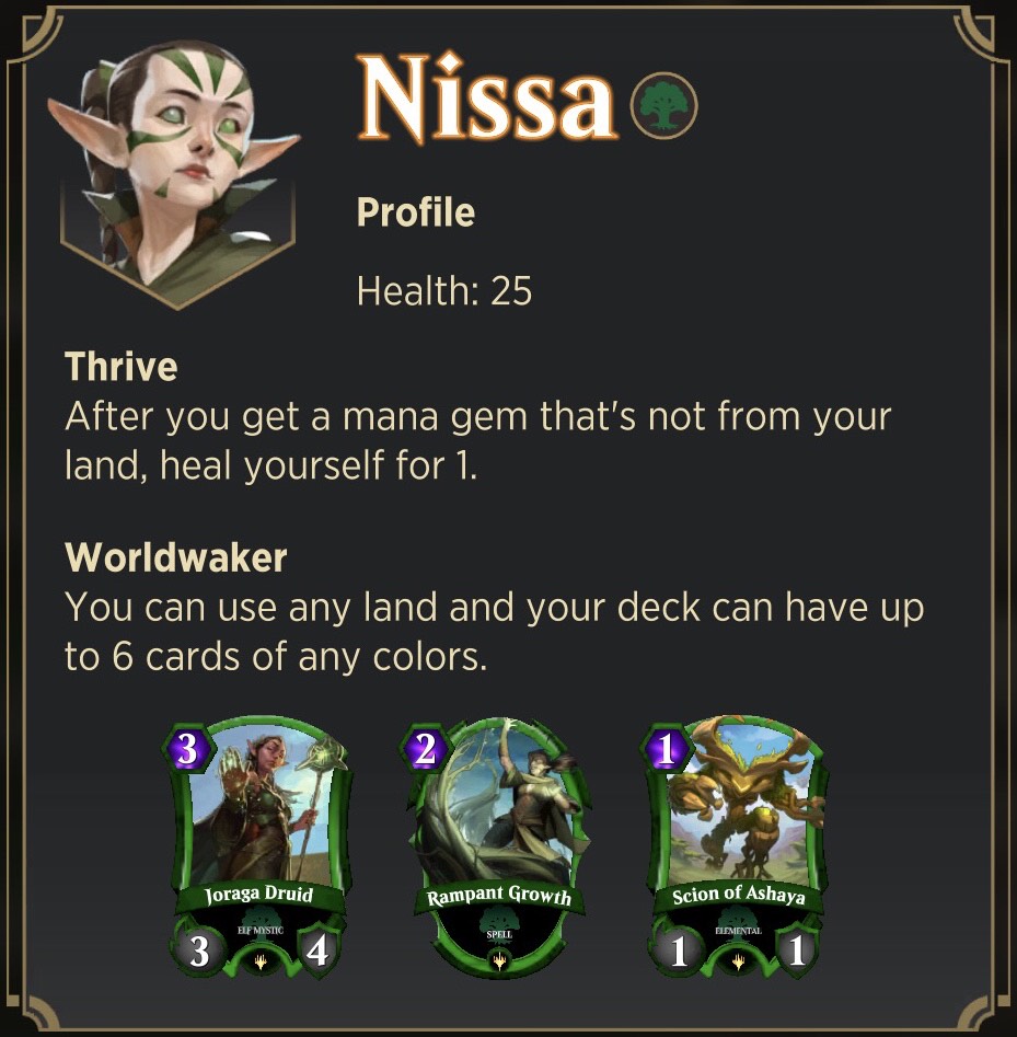A screenshot of Nissa's Spellslinger info panel.