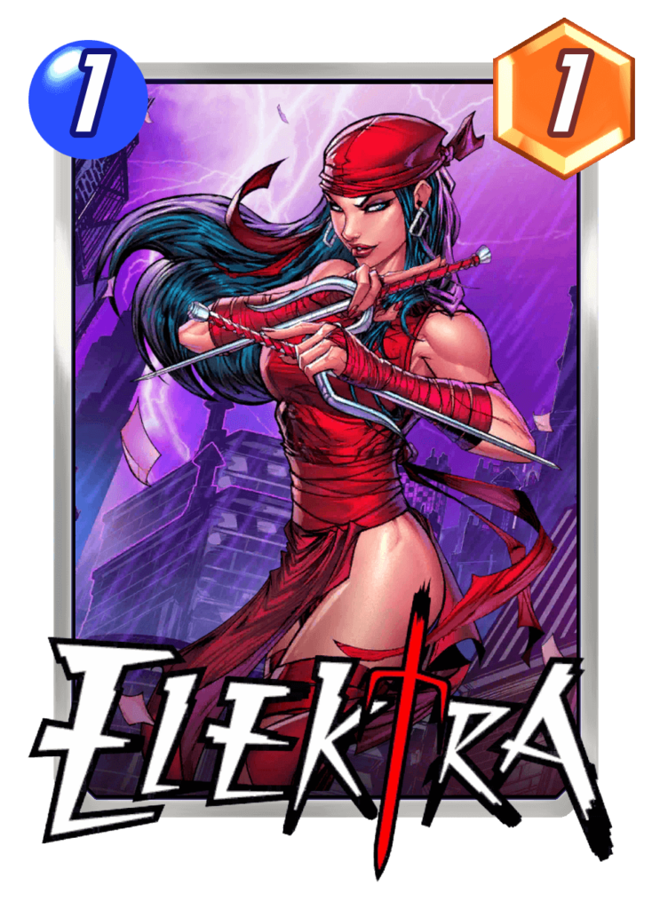 The Marvel Snap card Elektra.