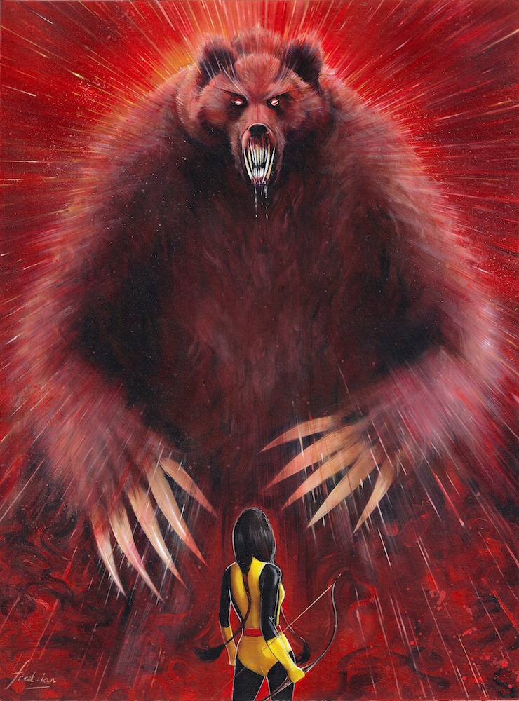 Demon Bear by fred.ian, oils on paper, 29.7cm x 40cm (11.7” x 15.7”)