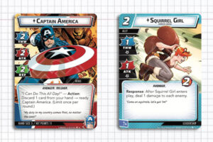 Hero: Captain America and Ally: Squirrel Girl from the card game, Marvel Champions