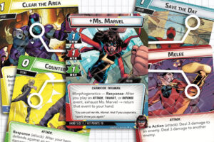 Ms. Marvel, surrounded by event cards from the four different aspects.