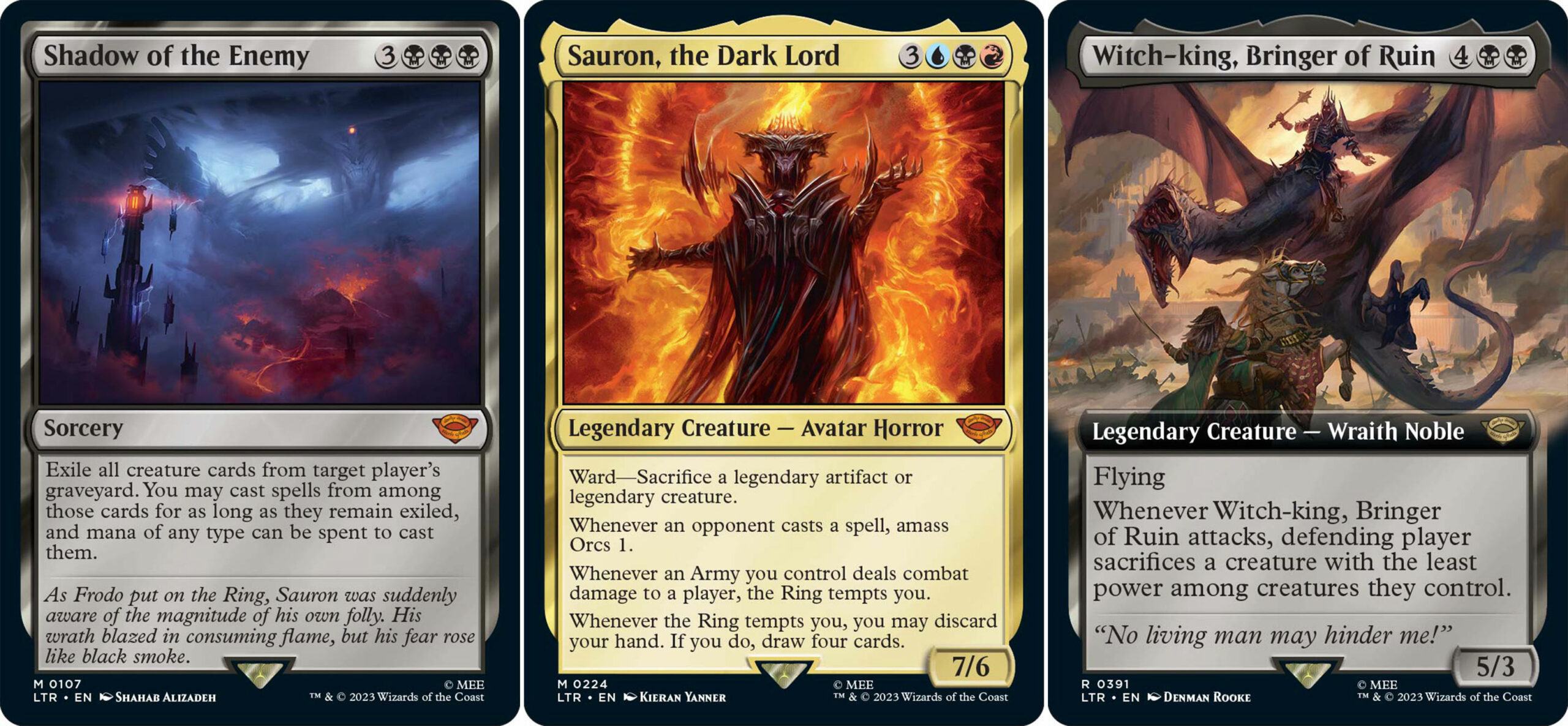 MTG Lord of the Rings cards reveal Sauron, Frodo, and Gollum