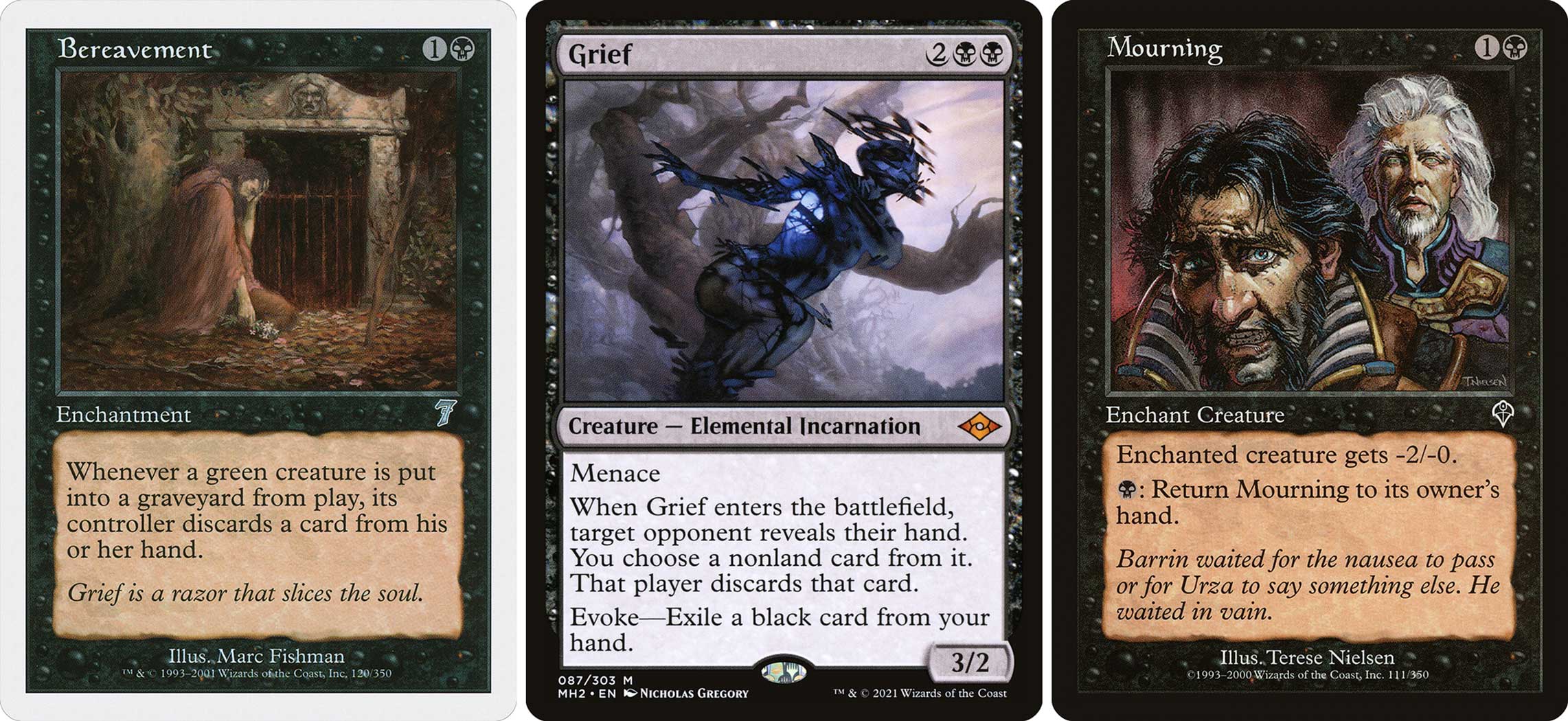 CARD IMAGES: Bereavement (7th Edition); Grief (Modern Horizons II);(Invasion)