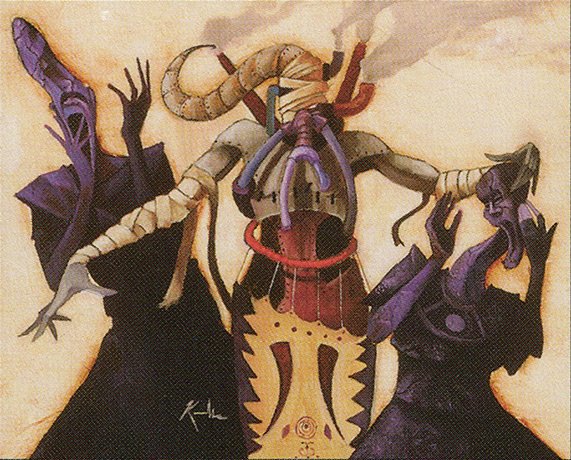 A humanoid figure with smokestacks coming from their head reaches out to grab at two scared humanoids next to them.