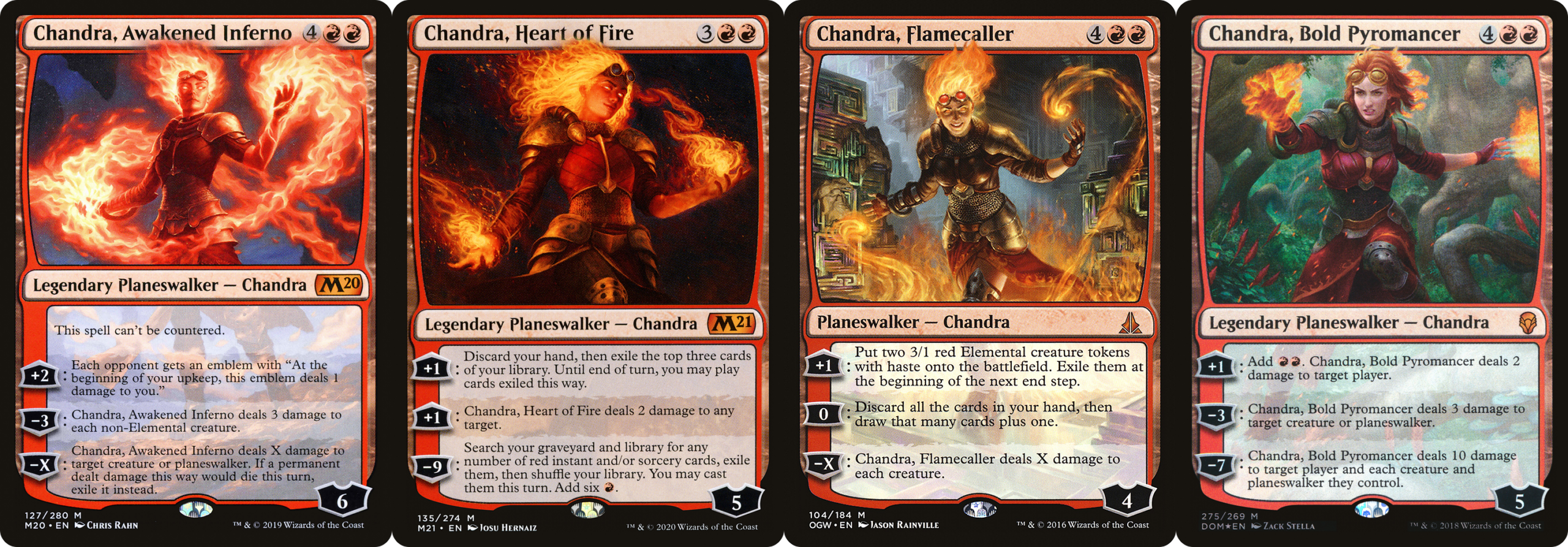 several different Chandra cards with very similar names