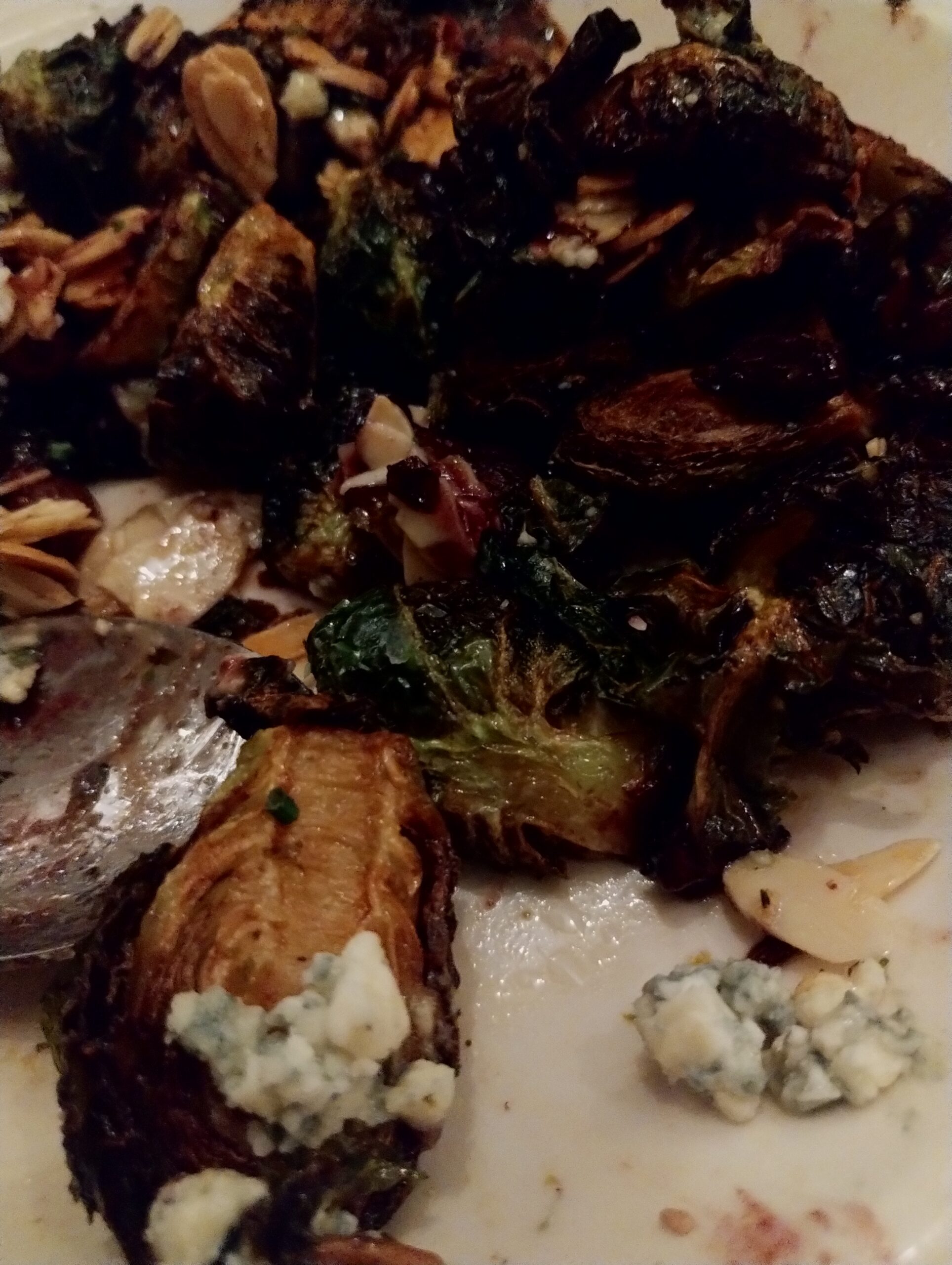 Crispy Brussels Sprouts, St. Pete’s Blue Cheese, Local Apple & Cranberry Mostarda, Candied Almonds, Chive.Crispy Brussels Sprouts, St. Pete’s Blue Cheese, Local Apple & Cranberry Mostarda, Candied Almonds, Chive