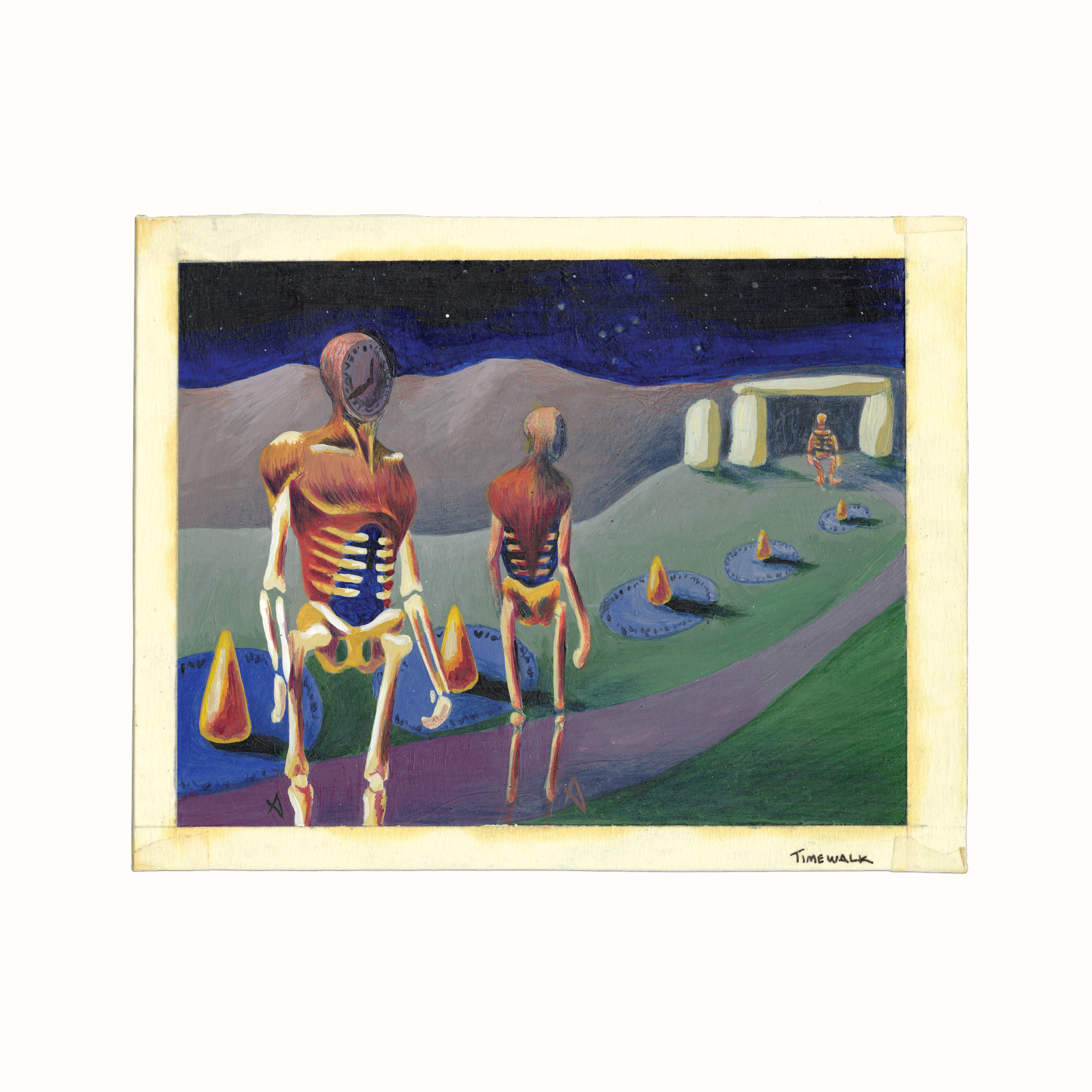 The Magic: The Gathering art Time Walk, featuring skeletal figures walking towards an archway.