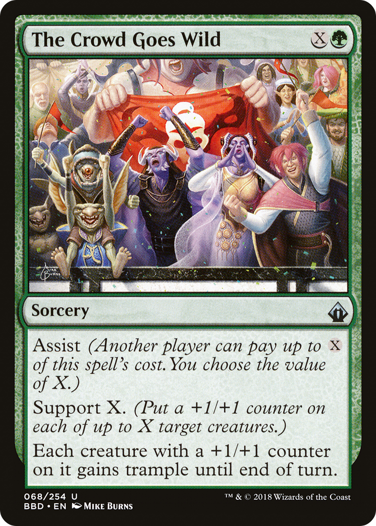 The Magic: The Gathering card The Crowd Goes Wild from Battlebond. It features a crowd of sports fans cheering from the sidelines.