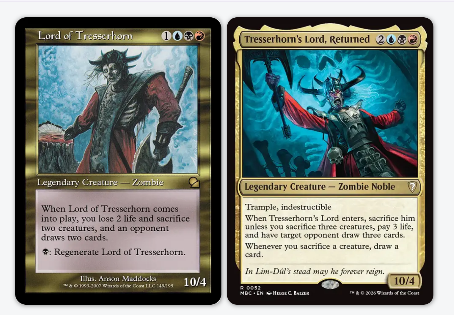 The Magic: The Gathering cards for Lord of Tresserhorn and Tresserhorn's Lord, Returned